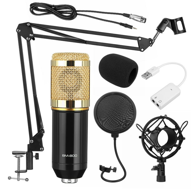 BM800 Condenser Studio Microphone Kits Bundle 8.2 ft Cable, 8 Pcs Mic