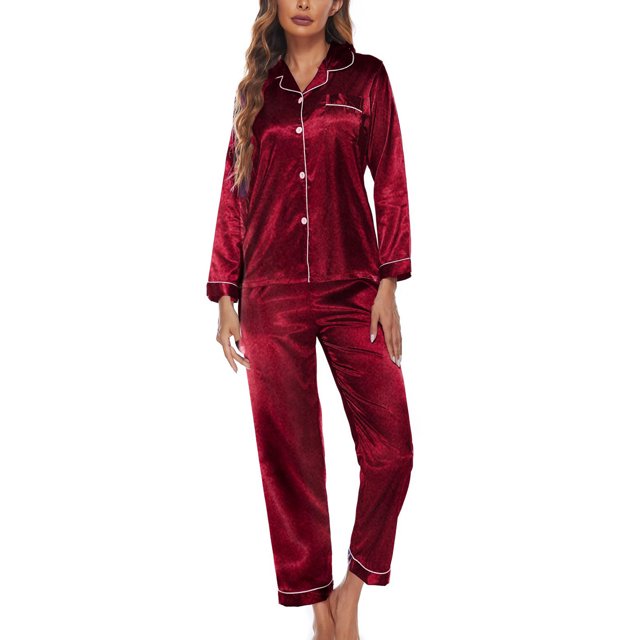 Conjunto de pijama para mujer, conjunto de pijama para mujer, 2 piezas, pijama de manga larga, máxima eficiencia