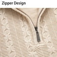thumbnail image 4 of GuangCheng George Men Cable Knit Sweaters Half Zip Thick Warm Turtleneck Pullover Soft Comfort Classic Winter Wear,Khaki,L, 4 of 9