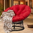 thumbnail image 5 of MeetLeisure Wicker Outdoor Patio Papasan Lounge Chair with Red Cushion, 5 of 7