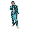 thumbnail image 5 of Cyan Zebra Pattern One Piece Pajamas Soft Jumpsuit Cozy Sleep and Play Romper Zipper and Pockets 5-6T, 5 of 8