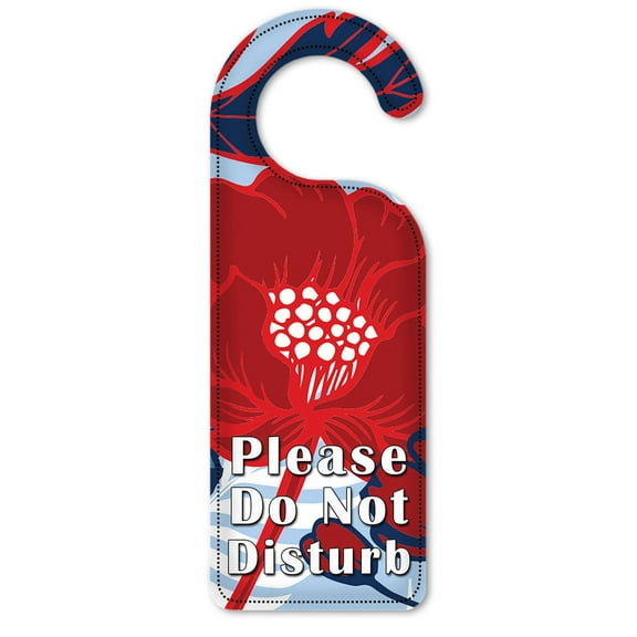 Do Not Disturb Door Knob Hanger Sign - Red & Blue Flowers