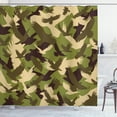 thumbnail image 1 of Ambesonne Eagle Shower Curtain, Open Wings Camouflage, 69"Wx75"L, Dark Brown Army Green, 1 of 3