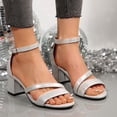 thumbnail image 3 of IEMIEMIEM Women's Sandals Low Chunky Block Heels 2026 Dressy Arch Support Open Toe Ankle Strap Summer Casual Wide Width Comfot Sandals Non Slip Walking Pump Shoes Silver 5.5 Wide, 3 of 6