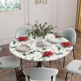thumbnail image 5 of Christmas Round Tablecloth for 36-44 Inch Tables,Fitted Table Cover with Elastic Edge,Xmas Botanical Floral Farmhouse Watercolor Waterproof Outdoor Table Cloth Protector for Patio Garden Dinner, 5 of 9