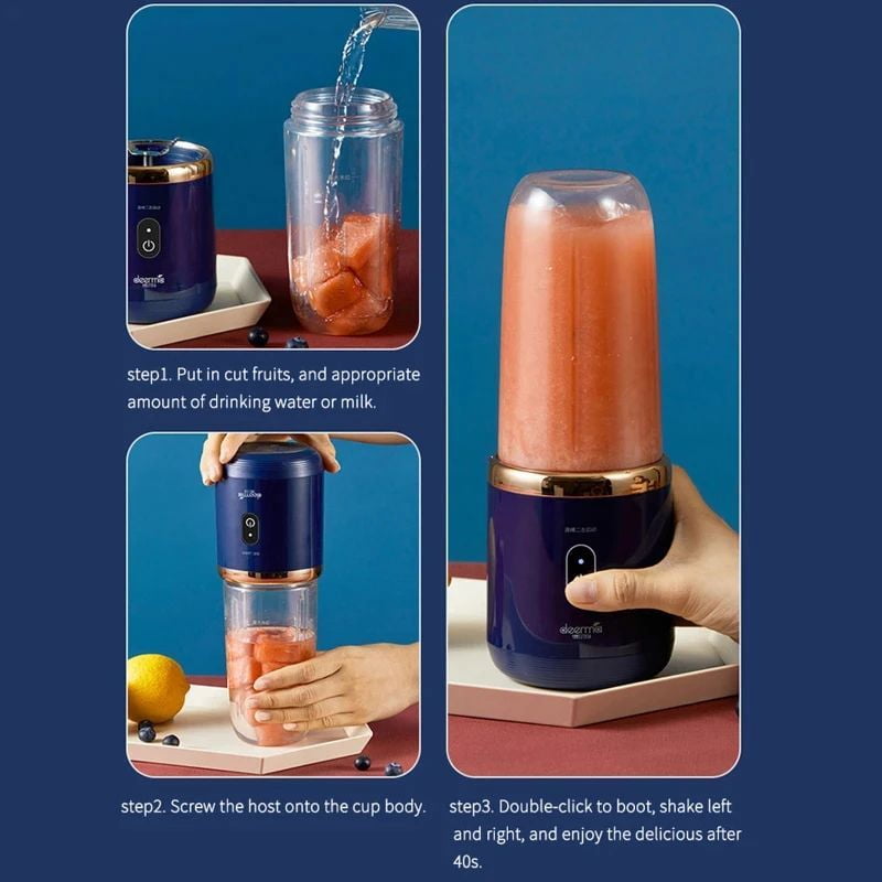 Portable Juicer Cup Smoothie Blender 6 Blade Blender Bottle  Household Fruit Juicer Cup USB Rechargeable Juicer Kitchen Tool