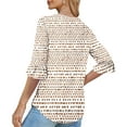 thumbnail image 3 of Hvot&aat Women's Fashion 1/2 Bell Sleeve Tops Summer Casual V Neck Printing Blouses Loose Lightweight Tee, 3 of 5