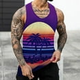 thumbnail image 4 of Vedolay Mens Print Tank Top Summer Casual Gym Workout Tank Tops(Purple,3XL), 4 of 5