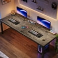 thumbnail image 3 of Fnova 78.7" Modern Computer Desk with Wood Desktop, Metal Frame Office Desk, Gray, 3 of 14