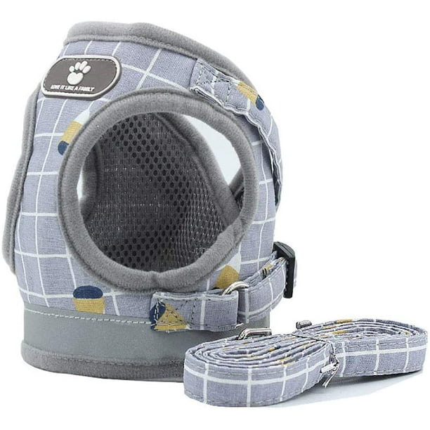 Anyifan Juego de arnés y correa para gatos y cachorros, malla a cuadros ajustable para exteriores, arnés para perros pequeños, seguridad de escape, transpirable, cómodo, chaleco reflectante para perros para cachorros y gatos Ormromra WMZL-542-1