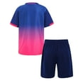 thumbnail image 2 of Alvivi Kids Boys Gradient Print Basketball Football Sweatsuit Short Sleeve Shirts with Drawstring Shorts Set Royal Blue 5-6, 2 of 7