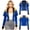 Blue, variant on Women Circus Ringmaster Jacket Puff Long Sleeve Lapel Collar Tassel Shoulder Coat for Halloween Cosplay Theme Party Red XL