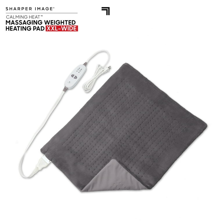 Sharper Image Calming Massaging Weighted Heating Pad XXL Wide Grey