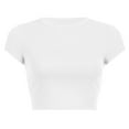 thumbnail image 4 of JIANJIA Spring Tops For Women Summer Solid Color Round Neck Short Sleeve Slim Casual Tunic T Shirts Sportwear,White,L, 4 of 4