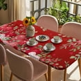 thumbnail image 3 of Love Heart Valentines Day Table Cloths for 4 Foot Rectangle Tables, Botanical Eucalyptus Red Patio Waterproof Elastic Fitted Tablecloths, Washable Rectangular Table Cover for Camping, 3 of 8