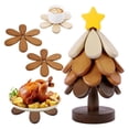 thumbnail image 1 of Salvamanteles de Madera con Forma de Árbol para Platos Calientes,Juego de 4 con Forma de Árbol para Ollas y Sartenes Calientes, Posavasos de Madera para Tazones, Teteras y Bebidas., 1 of 5
