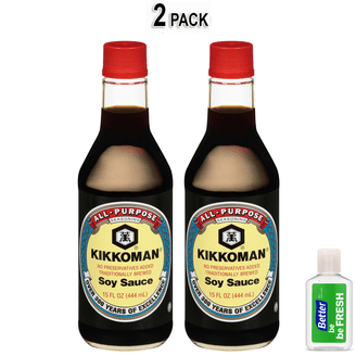 2 Pack ) Kikkoman Less Sodium Soy Sauce, 10 oz, All- Purpose