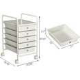 thumbnail image 6 of 5-Tier Rolling Cart with 5 Drawers, Rolling Utility Cart with 2 Lockable Caster Wheels, Multipurpose Mobile Rolling Storage Drawer Cart for Office Bathroom Kitchen, Ivory White, 6 of 9