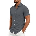 thumbnail image 4 of Erwazi Men’s Button Down Shirts Summer Short Sleeve Collared Solid Office Business Tops, 4 of 8