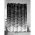 thumbnail image 5 of Fsddascl Black Ombre Stripes Shower Curtain Set - Standard 72" x 72" Bathtub Curtain with 12 Hooks, Modern Abstract Sea Waves Spray Art Waterproof Fabric Stall Shower Curtains for Bathroom/Bathtub, 5 of 6