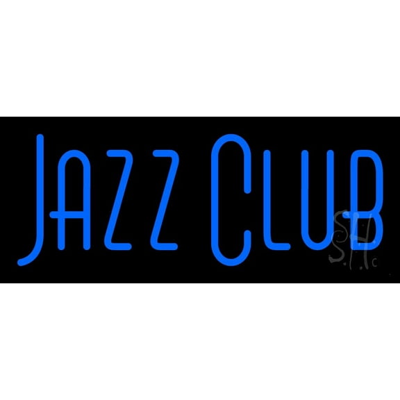 Blue Jazz Club Block 2 LED Neon Sign 10" Tall x 24" Wide - inches Black Square Cut Acrylic Backing, with Dimmer - Premium built indoor Sign for Studio, Club, Home décor, Event, Workshop, Storefront.