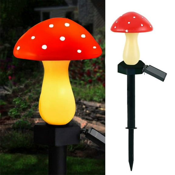 Vacemry Under $5 Solar Mushroom Garden Light, IP65 Waterproof Outdoor Decoration Lamp, Automatic LED Landscape Lighting for Yard, Pathway, Lawn and Courtyard Illumination