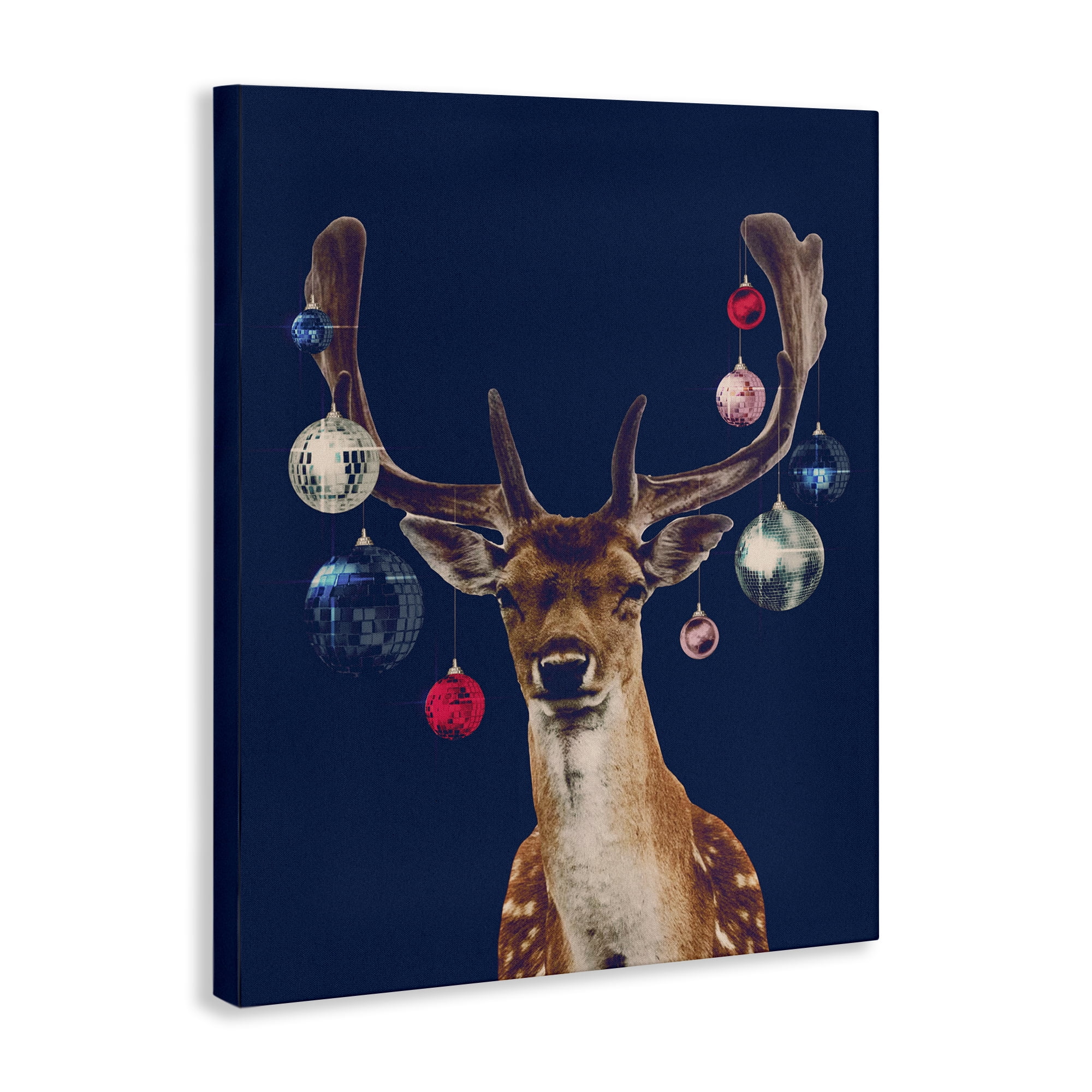 Stupell Industries Deer with Dazzling Ornaments Holiday Painting Gallery Wrapped Canvas Art Print Wall Art, 36 x 48