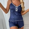 thumbnail image 5 of Alitao Womens Pajama Sets Lounge Sets Women's Love Printed Ice Silk Shredded Milk Suspender Home Clothes Set Soft Love Printed Pajama Set Matching Pajamas Women'S Sleepwear Dark Blue L, 5 of 7