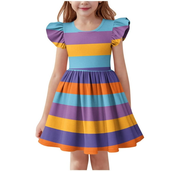 QTOCIO Toddler Girls Dresses, Baby Girl Summer Clothes, Girls Sleeveless Stretchy Dress A Line Twirly Skater Recital Short Sleeve Dress, Purple, 11 Years