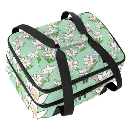 

Anna Cowper Insulation Bags Travel Shopper Insulated Food Delivery Bag Picnic Bag Hand-held Cooler Bag Lily Pattern