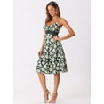 thumbnail image 2 of DARING DIVA Women's Floral Print Crochet Panel Midi Dresses M Green, 2 of 6