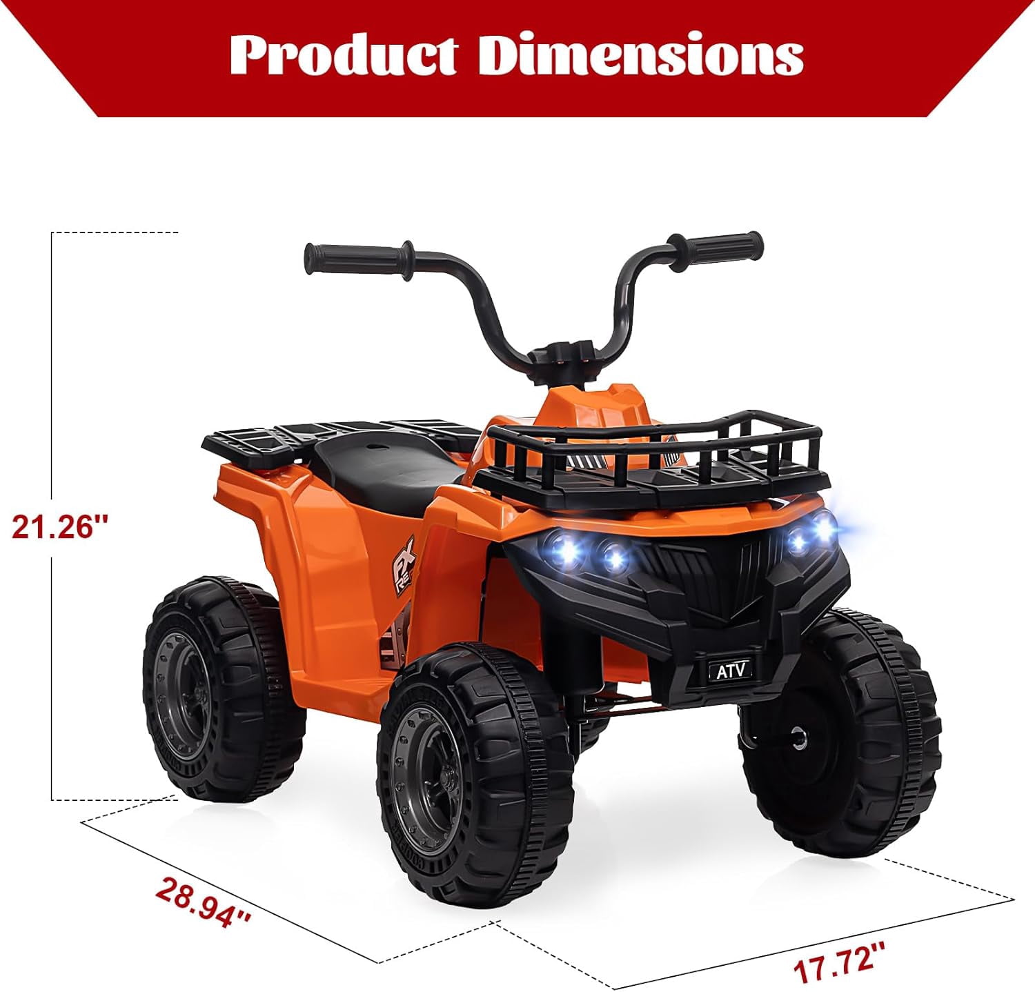 Trilenars 12V ATV Electric 4 Wheeler in Orange with Max 1.8MPH,Orange