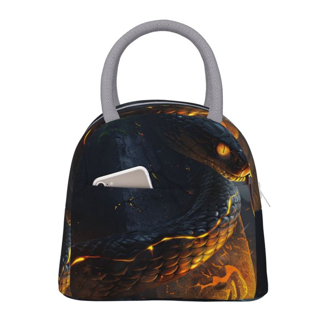Fotbe Glowing Snake Dark Forest Bolsa de Almuerzo con Estampado, Lonchera Aislada, Contenedor de Comida Reutilizable Tipo Cooler a Prueba de Fugas