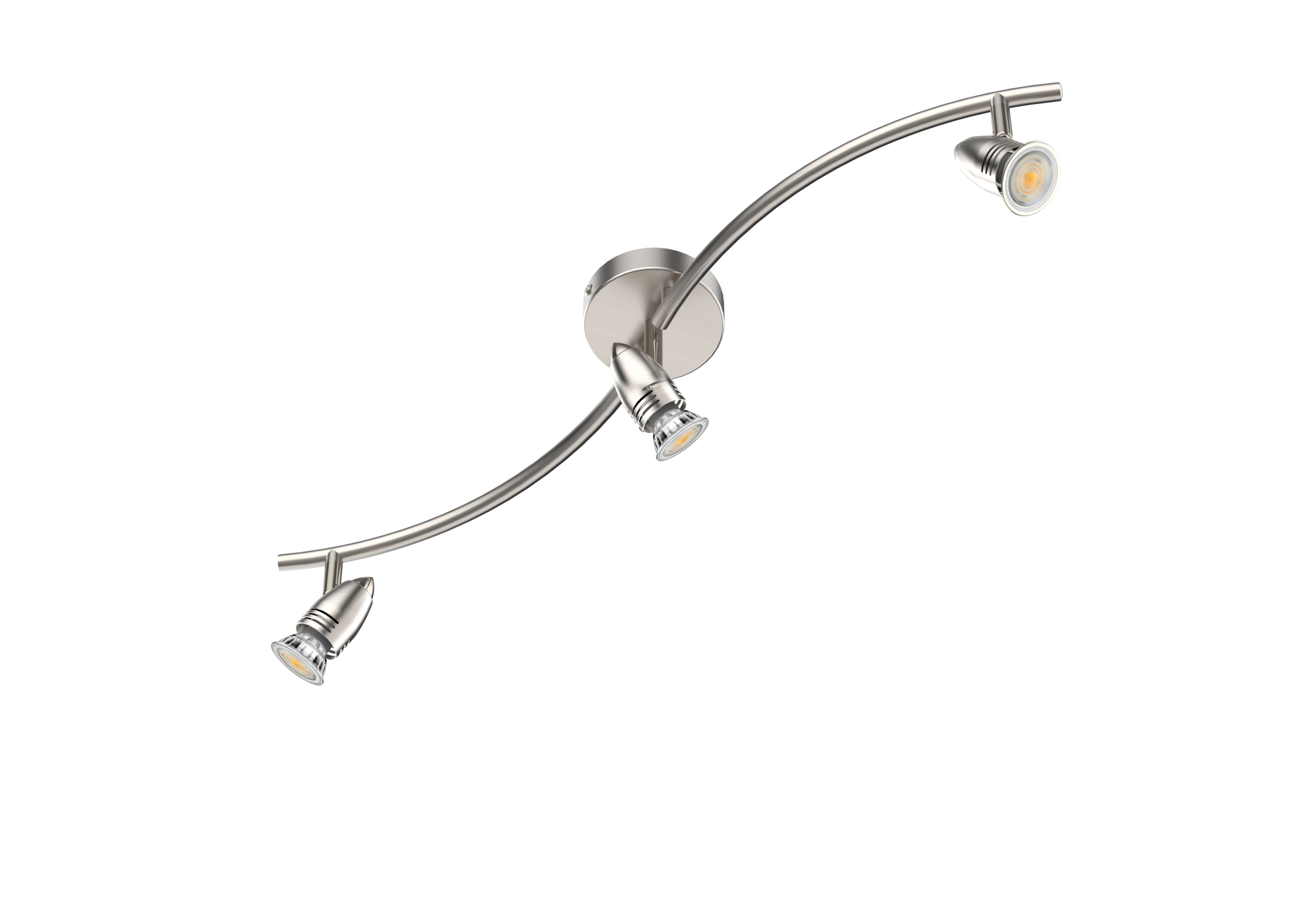Laite Lumens track Lighting, Modern 3-Light Decorative Brushed Steel Flush Mount Ceiling Light Fixture , GU10 Pivot Heads, Adjustable Directional Ceiling Spotlight Kit for Kithchen, 28 Inch