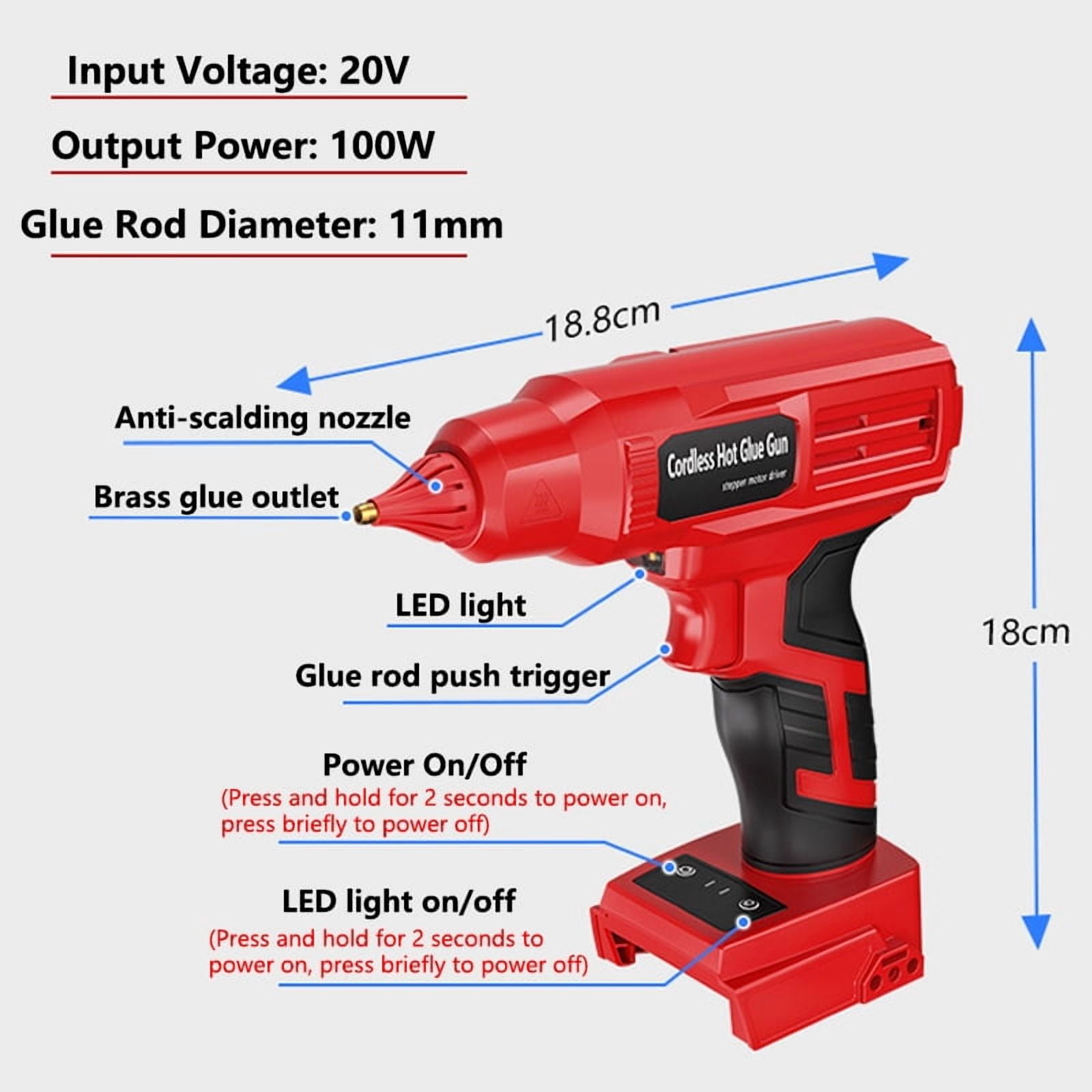 NEW Cordless Glue Gun For Bos*ch 18V BAT609 Battery Temperature Adjustable Handheld Electric Hot Glue Gun