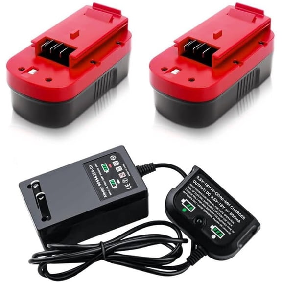 2Pack 4.5Ah Ni-Mh 18Volt Replacement for Black and Decker 18V Battery and Charger 18 Volt HPB18 HPB18-OPE 244760-00 A1718 FS18FL FSB18 Firestorm Cordless Power Tools