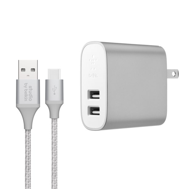 Studio by Belkin USBC to USBA Wall Charger Charger + Cable Silver
