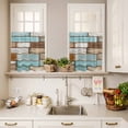 thumbnail image 3 of 3 Piece Kitchen Curtains and Valances Set Blue Brown Vintage Cafe Curtains 36 Inch Length Retro Farmhouse Elegant Pastoral Valance & Tier Curtain for Living Room Bedroom Window 54"x18"+27"x36"*2, 3 of 6