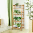 thumbnail image 3 of Gymax Étagère Échelle en Bambou à 4 Niveaux, Présentoir Polyvalent pour Plantes, Étagère de Rangement, 3 of 10
