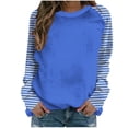 thumbnail image 2 of Somuwie Clearance Women's Striped Print Contrast Color Casual Fashion Raglan Long Sleeve Round Neck Sweater, 2 of 4