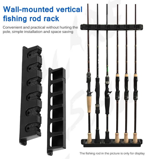 Large Capacity Fishing Rod Display Stand Portable 6 Fishing Rod Holder Wall- mounted Vertical Fishing Rod Rack with Smooth Edge for Fishing Enthusiast  Fisherman Gift 