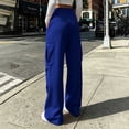 thumbnail image 4 of BAVIRRA Women's Drawstring Elastic Waist Cargo Wide Leg Sweatpants, Knit Flared Casual Pants with Large Cargo Pockets, Loose Streetwear Lounge Bottoms, 4 of 6