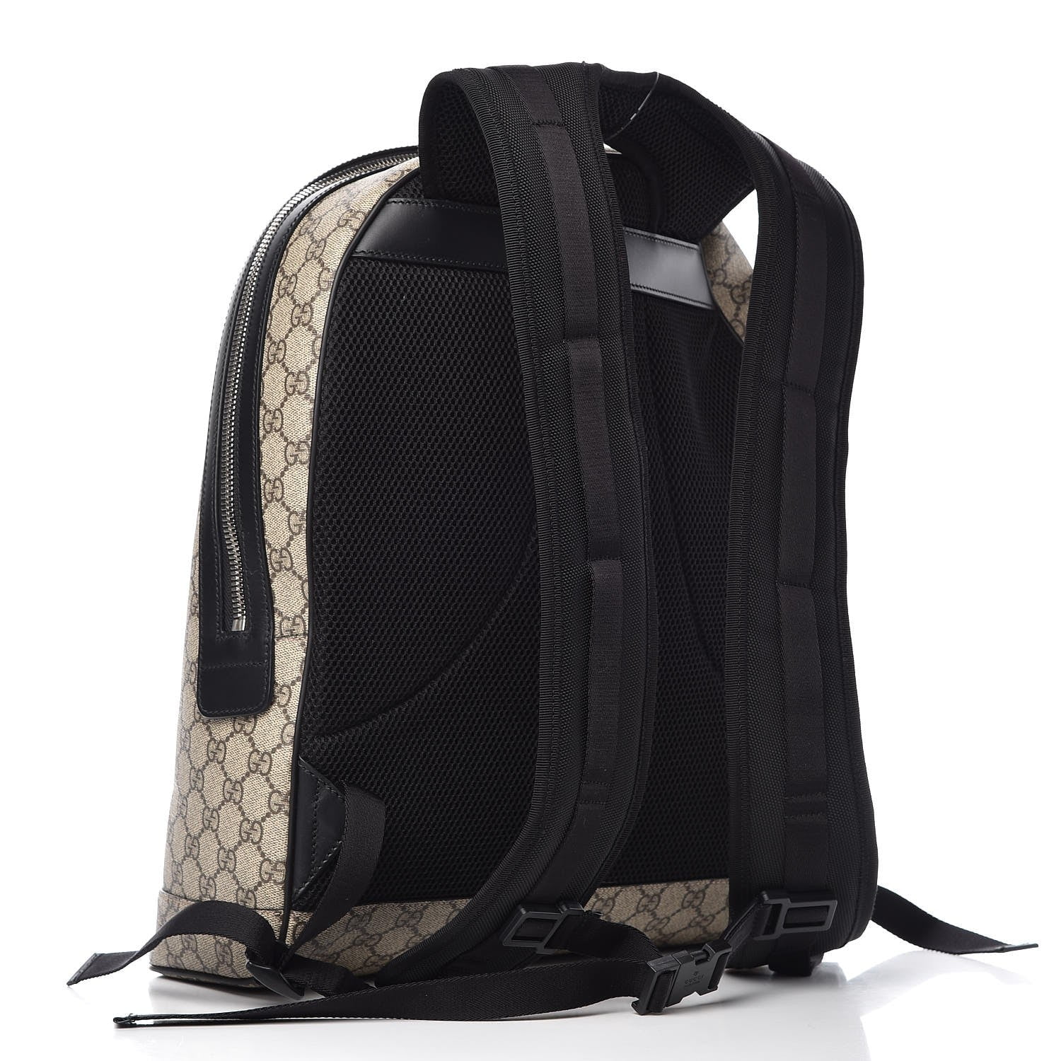 GUCCI GG Supreme Small Backpack Leather Beige Black 429020 Purse 90191279