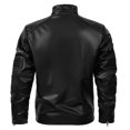 thumbnail image 6 of Nmnitkp Jackets for Men Easy Cleaning Care Men’s Stand Collar Leather Jacket Casual Faux Leather Motorcycle Jacket Outerwear Coat with Zipper Pockets & High Quality Fabric Leather Jacket Men, 6 of 9