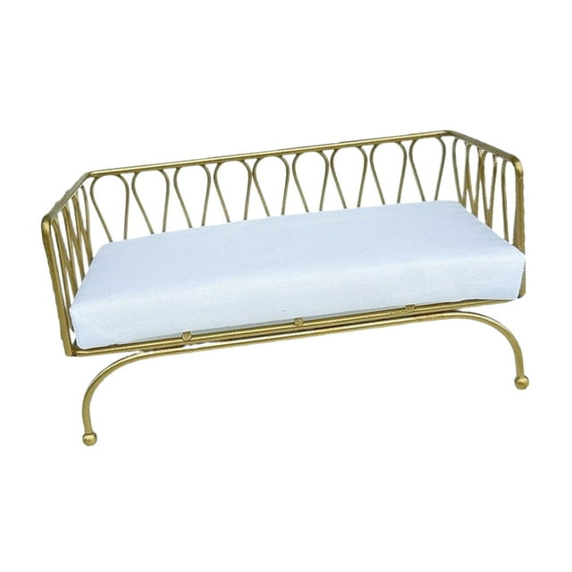 BELOVING Miniature Sofa 1:12 Scale Photography Props Ornament Mini Bench Chair Lounge Gold