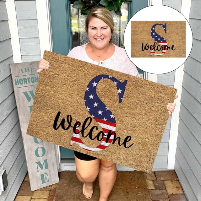 ViLaViDeca 4th Of July Door Mat Patriotic Doormat Entryway Rug Welcome Independence Day Doormat Stain And Fade Patriotic Decor Welcome Outdoor Mat Decorative For Home