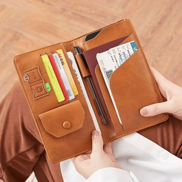 Bolso de pasaporte largo para mujer, estilo coreano RFID, billetera para teléfono móvil de gran capacidad, bolso de identificación de viaje multifunción