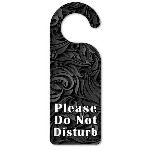 Do Not Disturb Door Knob Hanger Sign - Black Floral
