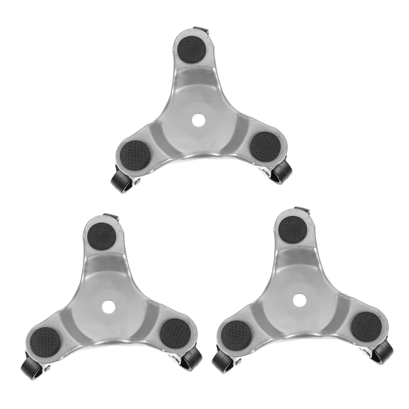 ULTNICE Triangle Dolly Swivel Caster Carbon Steel Moving Furniture Tool 3 Wheel Silver for Home 3Pcs