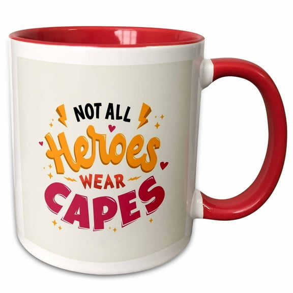 3drose, Sweet Text of Not All Heroes Wear Capes, 15oz Two-tone Red Mug